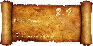 Rikk Irma névjegykártya